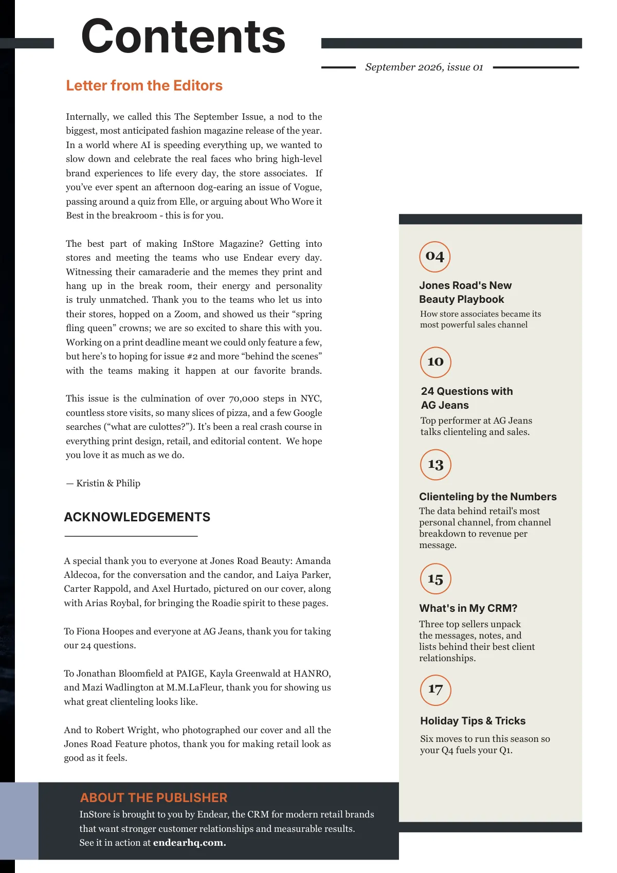 Contents and Letter from the Editors. Page 3 of 28.