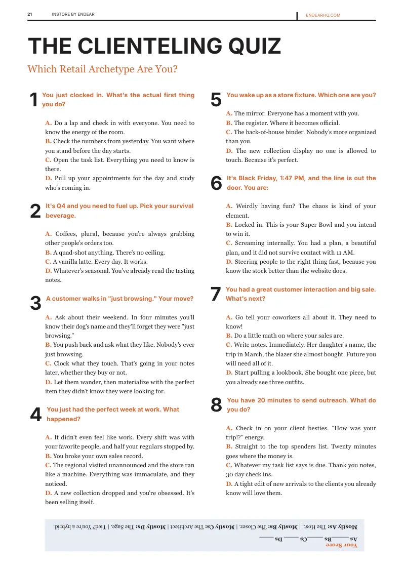 The Clienteling Quiz — which retail archetype are you. Page 22 of 28.